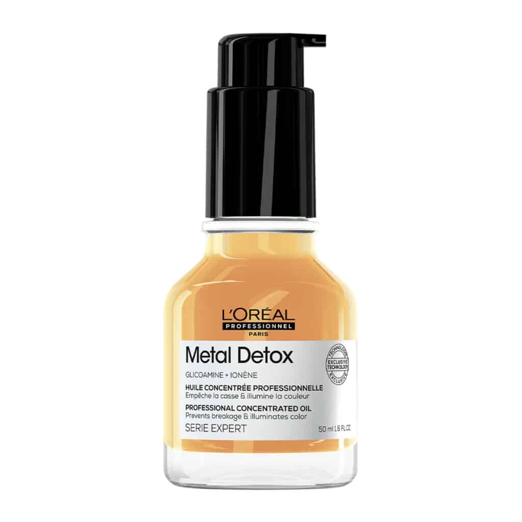 L'Oreal Professionel Metal Detox Συμπυκνωμένο Έλαιο 50ml Συμπυκνωμένο Λάδι Μαλλιών Κατα Των Μεταλλικών Στοιχείων Tα μαλλιά γίονται πιο δυνατά με 2x περισσότερη λάμψη και το χρώμα δείχνει πιο έντονο. Ιδανικό για όλους τους τύπους μαλλιών, βαμμένα, ταλαιπωρημένα, ξανοιγμένα & φυσικά.