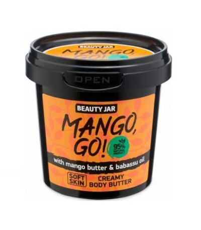 Beauty Jar “Mango, Go!” Κρεμώδες Βούτυρο Σώματος 135gr Με βούτυρο Μανγκο και έλαιο Babasu.  95% φυσικά συστατικά Χωρίς SLS, Parabens και δοκιμασίες σε ζώα.
