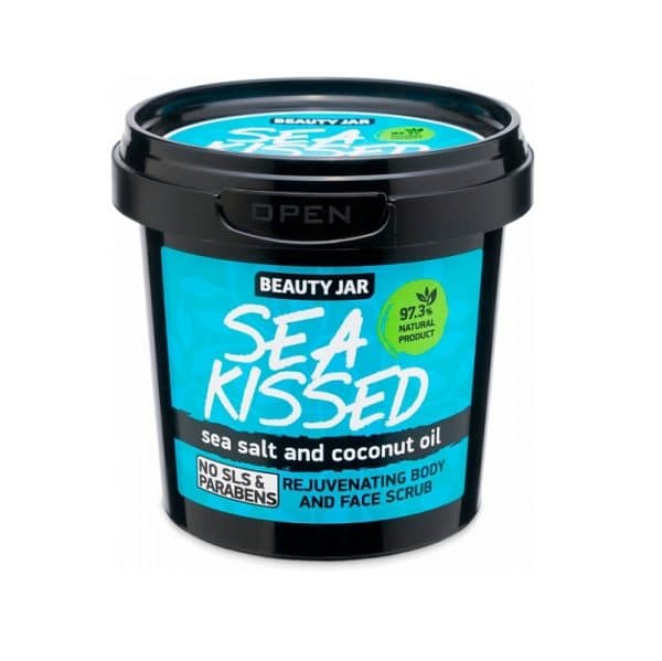 Beauty Jar “SEA KISSED” Αναζωογονητικό Scrub προσώπου και σώματος Scrub Με Θαλασσινό Αλάτι και έλαιο Καρύδας.  97,3% φυσικά συστατικά Χωρίς SLS, Parabens