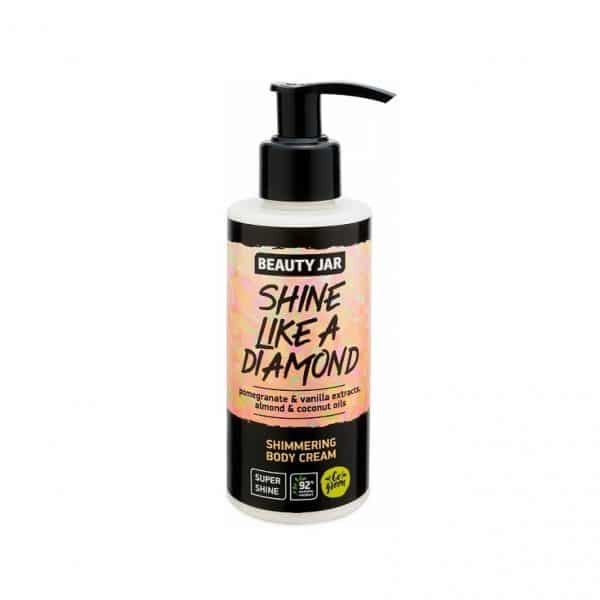 Beauty Jar “Shine Like A Diamond” Κρέμα Σώματος Με Shimmer 150ml Με εκχύλισμα Ροδιού και Βανίλιας, Αμύγδαλο και έλαιο Καρύδας.  92% φυσικά συστατικά Χωρίς SLS, Parabens και πειράματα σε ζώα.