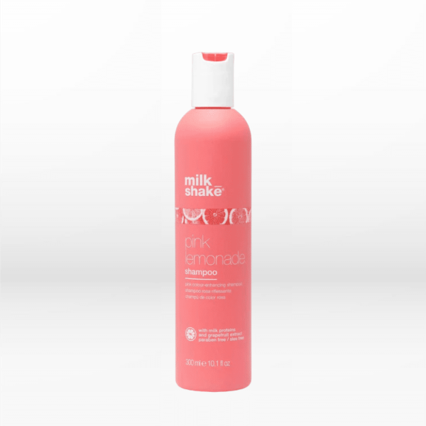 Milkshake Pink Lemonade Shampoo 300ml Απαλό σαμπουάν για ξανθά μαλλιά. Περιέχει χρωστικές που δίνουν στα μαλλιά μια ροζ πινελιά. Για ξανθά μαλλιά βάσης 8-10.