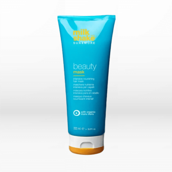 Milkshake Sun & More Beauty Mask 200ml Μάσκα επανόρθωσης μετά τον ήλιο και τη θάλασσα, για όλους τους τύπους μαλλιών.  Αναδομεί τα ταλαιπωρημένα μαλλιά, προσφέροντας έντονη θρέψη χωρίς να τα επιβαρύνει περισσότερο.