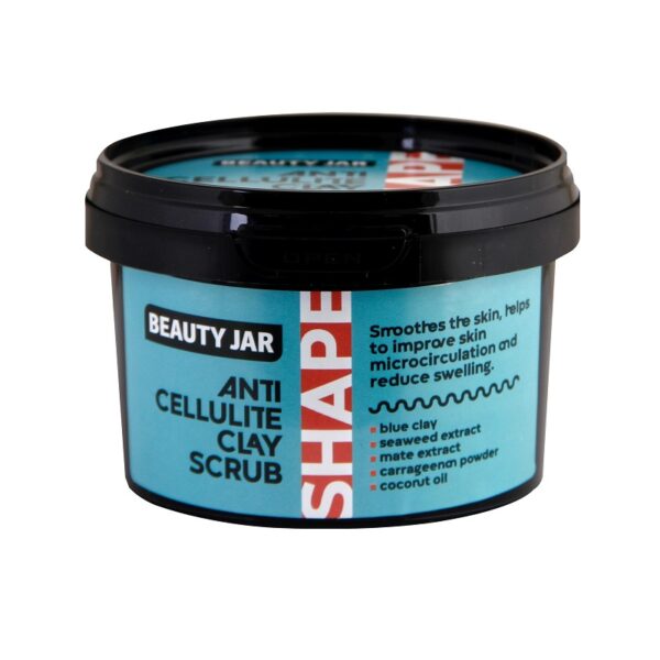 Beauty Jar Shape “Anti-Cellulite Clay Scrub” Scrub Αργίλου Kατά Της Κυτταρίτιδας 380gr Μπλε άργιλος, Εκχύλισμα φυκιών, Εκχύλισμα Mate, Σκόνη καραγενάνης, Έλαιο καρύδας Χωρίς SLS, Parabens και πειράματα σε ζώα.